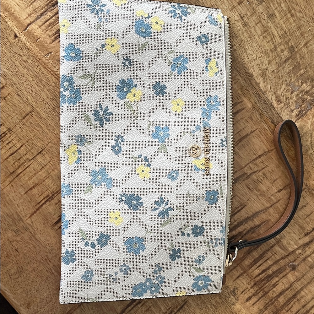 Michael Kors Floral Pattern Wristlet in Blue and Yellow